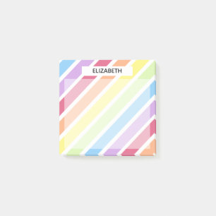 Pastel Regenboog Diagonale Strepen Personaliseer Post-it® Notes