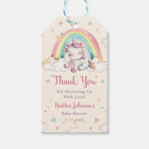 Pastel Regenboog Eenhoorn Baby Shower Cadeaulabel
