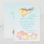 Pastel regenboog eenhoorn met zoete wolken kaart (Voorkant / Achterkant)
