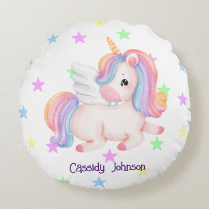 Pastel regenboog eenhoorn sterren rond kussen