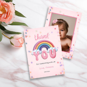 Pastel Regenboog Eerste Verjaardag Bedankt Fotokaa