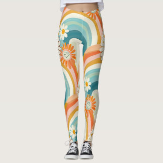 pastel regenboog en bloem yoga gym Leggings