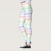 Pastel Regenboog en wit gestreepte leggings (Links)