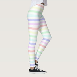 Pastel Regenboog en wit gestreepte leggings