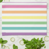 Pastel regenboog en witte strepen, gestreept theedoek (Gevouwen)