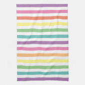Pastel regenboog en witte strepen, gestreept theedoek (Verticaal)