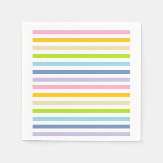 Pastel regenboog en witte strepen servetten (Voorkant)