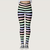 Pastel Regenboog en zwart gestreepte leggings (Voorkant)