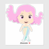 Pastel regenboog gekleurde leuke zeemeermin sticker (Vel)