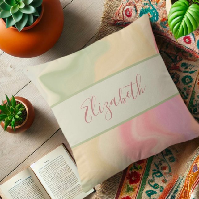  pastel regenboog gepersonaliseerd modern kussen (Creator heeft geüpload)