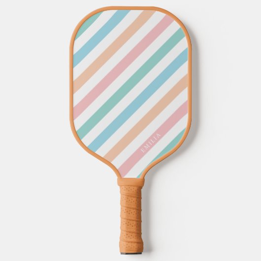 Pastel Regenboog Gestreepte Pickleball Paddle (Voorkant)