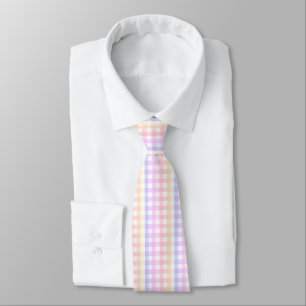 Pastel Regenboog Gingham Stropdas