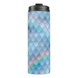 Pastel Regenboog Glitter Draak Schub Patroon Thermosbeker