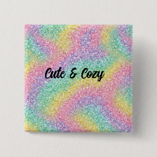 Pastel Regenboog Glitter Sparkle Aangepaste Speld Vierkante Button 5,1 Cm