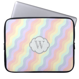 Pastel Regenboog Golven Laptop Hoes