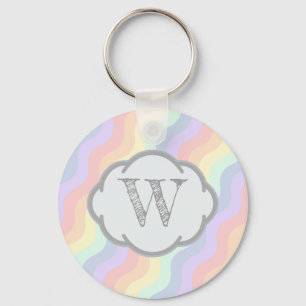Pastel Regenboog Golven Sleutelhanger