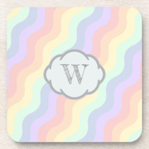 Pastel Regenboog Golven Vierkante Coaster Bier Onderzetter