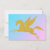 PASTEL REGENBOOG GOUD EENHOORN OPSLAAN DATUM RSVP KAARTJE (Achterkant)