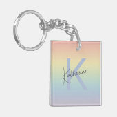 Pastel Regenboog Gradiënt Monogram Sleutelhanger (Voorkant Links)