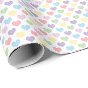 Pastel Regenboog Hart Patroon Inpakpapier