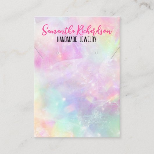 Pastel Regenboog Holografische Kristal Sieraden Di Visitekaartje (Voorkant)