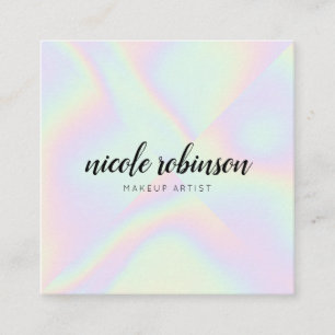 Pastel regenboog holografische moderne make-up art vierkante visitekaartje