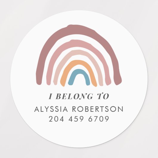 Pastel regenboog illustratie Boho behoren tot Labels (Design 2)