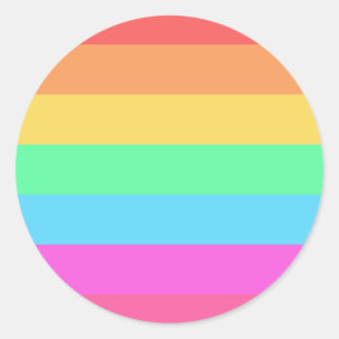 Pastel regenboog kleur strepen ontwerp ronde sticker