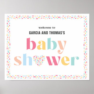 Pastel Regenboog Kleuren Baby Borrel Welkom Bord Poster