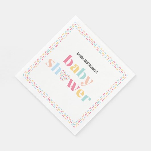 Pastel Regenboog Kleuren Baby shower Gepersonalise Servet (Hoek)