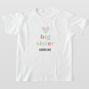 Pastel Regenboog Kleuren Baby Shower Oudere Zus T-shirt