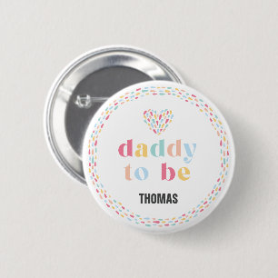 Pastel Regenboog Kleuren Baby Shower Papa in wordi Ronde Button 5,7 Cm