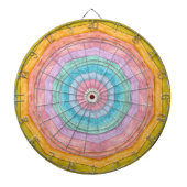 Pastel Regenboog Kleuren Rustieke Hout Tintaar Dartbord (Voorkant)