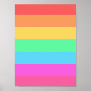 Pastel Regenboog Kleuren Strepen Ontwerp Poster