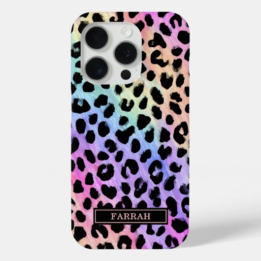 Pastel Regenboog Luipaardprint Monogram Case-Mate iPhone Case (Achterkant)