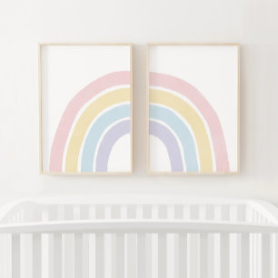Pastel Regenboog Meisje Kinderkamer Decor Muurkunst Sets