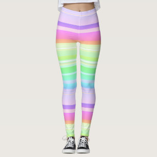 Pastel regenboog multicolor gestreept leggings