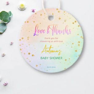 Pastel regenboog ombre baby shower gepersonaliseer bedankjes labels