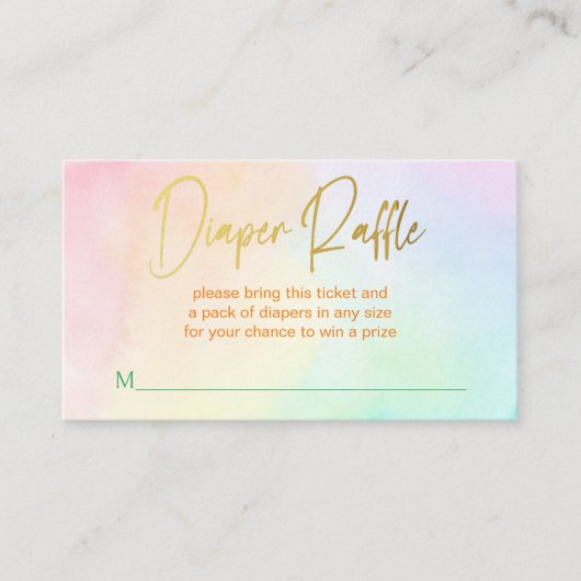 Pastel regenboog ombre baby shower luier loterij informatiekaartje (Voorkant)
