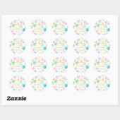 Pastel regenboog ombre stippen verjaardagsfeestje ronde sticker (Vel)