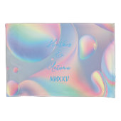 Pastel Regenboog Paar Naam en Datum Standaard Maat Kussensloop (Voorkant)