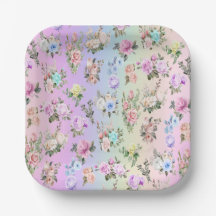 Pastel Regenboog Papier Borden, 7" Ronde Papier Bo