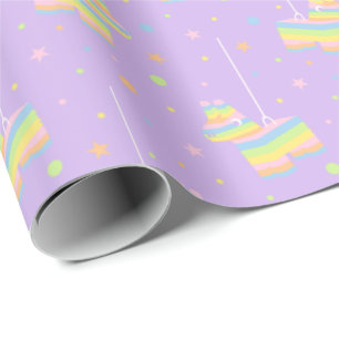 Pastel Regenboog Pinata Verjaardag Patroon Cadeaupapier