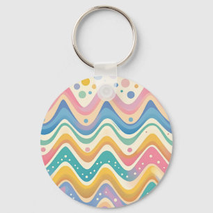Pastel Regenboog Retro Abstract Ontwerp Sleutelhanger