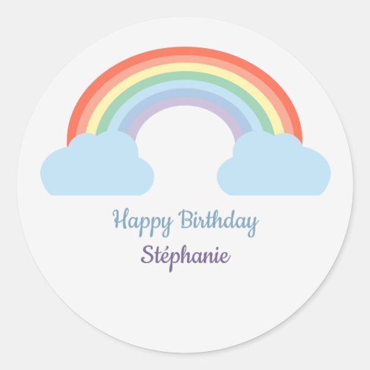 Pastel Regenboog Ronde Sticker (Voorkant)