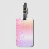 Pastel Regenboog Roze Goud Paars Glitter Monogram Bagagelabel (Voorkant (verticaal))
