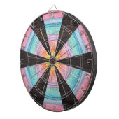 Pastel Regenboog Rustieke Houten Dartbord (Voorkant Rechts)