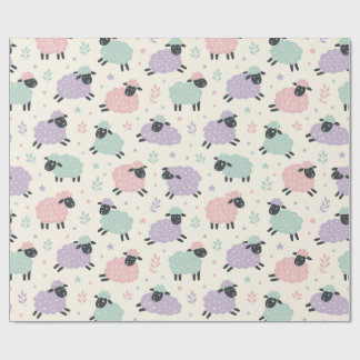 Pastel Regenboog Schapen Patroon Cadeaupapier