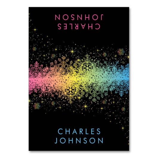 Pastel Regenboog Sneeuwvlokken Plaatskaarten Kaart (Voorkant)