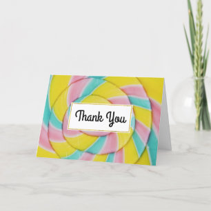 Pastel regenboog spiraal Snoep Bedankkaart